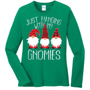 Cute Christmas Just Hanging With My Gnomies Ladies Long Sleeve Shirt