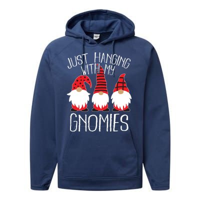 Cute Christmas Just Hanging With My Gnomies Performance Fleece Hoodie