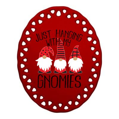 Cute Christmas Just Hanging With My Gnomies Ceramic Oval Ornament