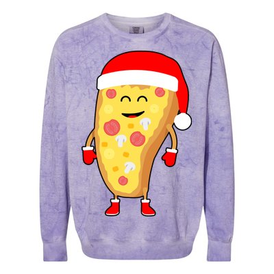 Cute Christmas Pizza Guy Colorblast Crewneck Sweatshirt