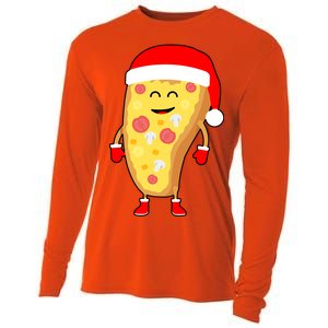 Cute Christmas Pizza Guy Cooling Performance Long Sleeve Crew