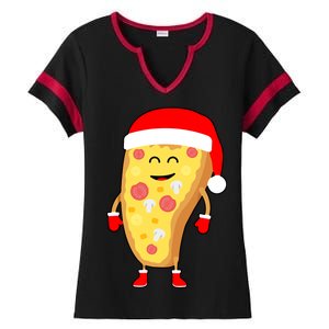 Cute Christmas Pizza Guy Ladies Halftime Notch Neck Tee