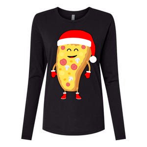 Cute Christmas Pizza Guy Womens Cotton Relaxed Long Sleeve T-Shirt