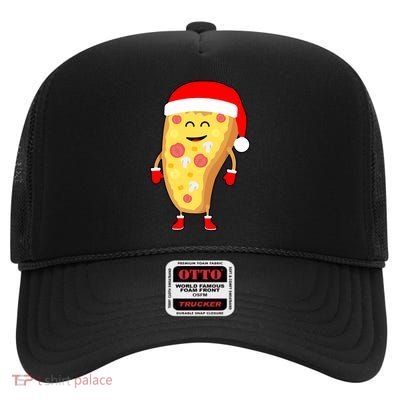 Cute Christmas Pizza Guy High Crown Mesh Back Trucker Hat