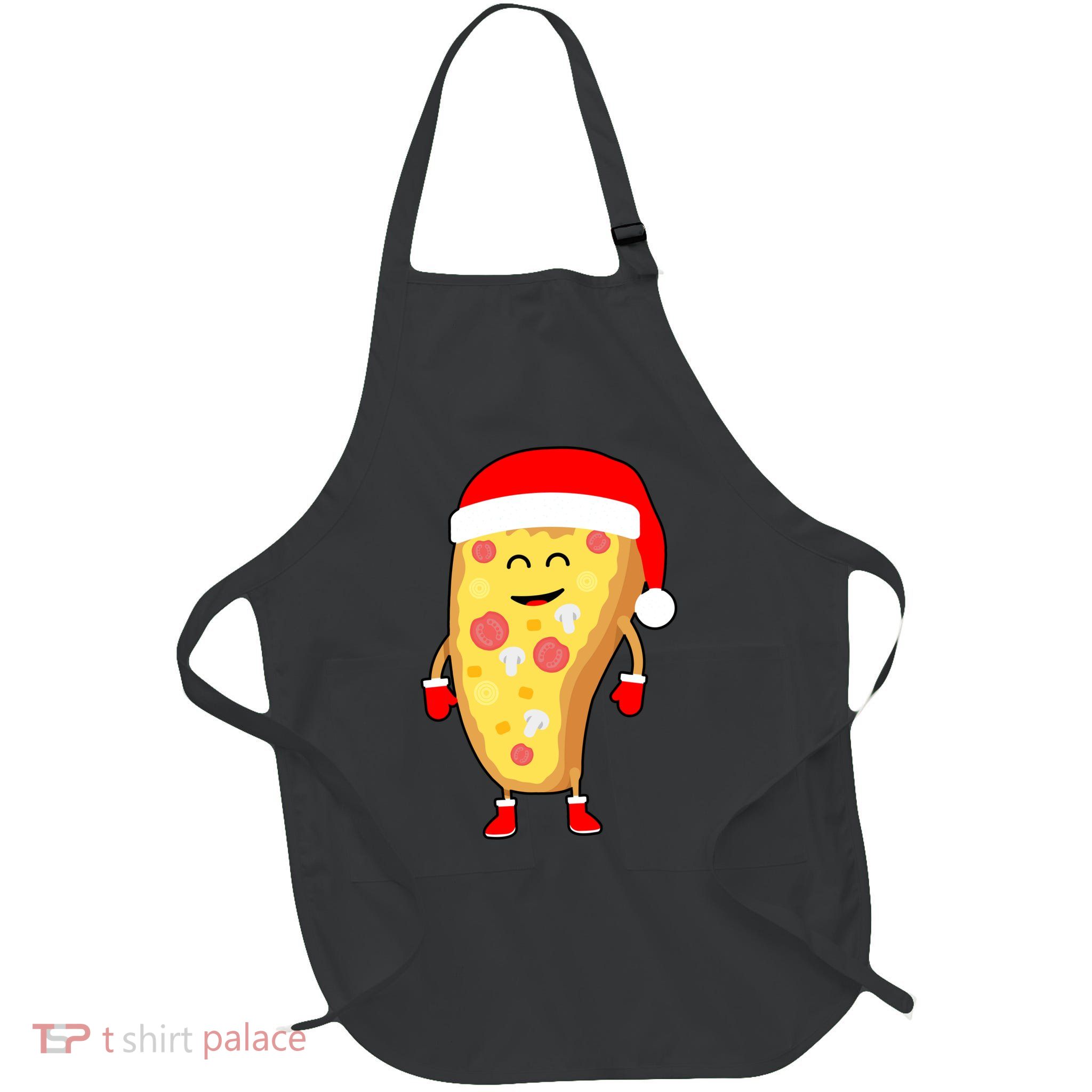 Cute Christmas Pizza Guy Full-Length Apron With Pockets