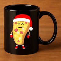 Cute Christmas Pizza Guy 11oz C Handle Ceramic Mug
