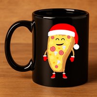 Cute Christmas Pizza Guy 11oz C Handle Ceramic Mug