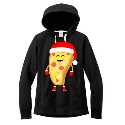 Cute Christmas Pizza Guy Women's Fleece Hoodie