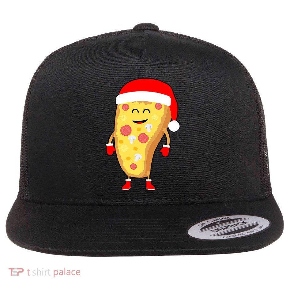 Cute Christmas Pizza Guy Flatbill Hat