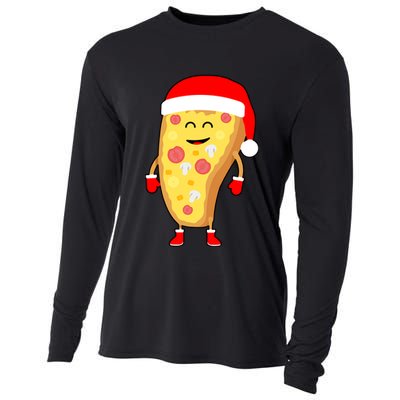 Cute Christmas Pizza Guy Cooling Performance Long Sleeve Crew