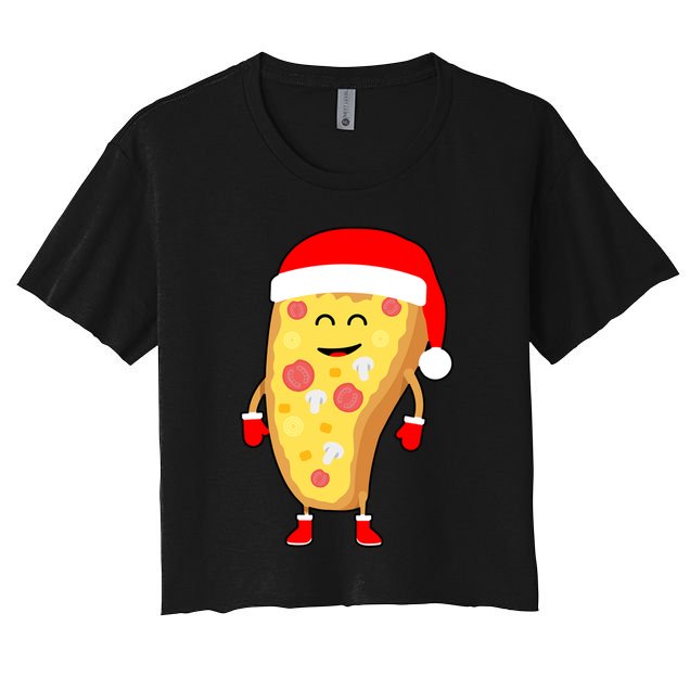 Cute Christmas Pizza Guy Crop Top