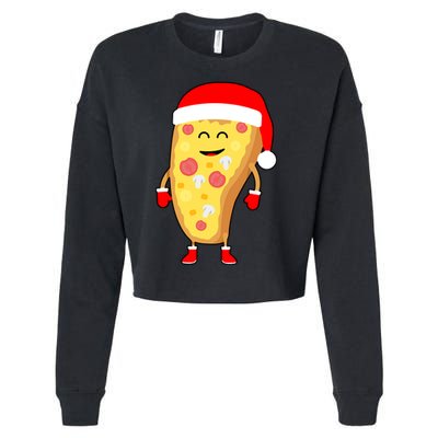 Cute Christmas Pizza Guy Cropped Pullover Crew