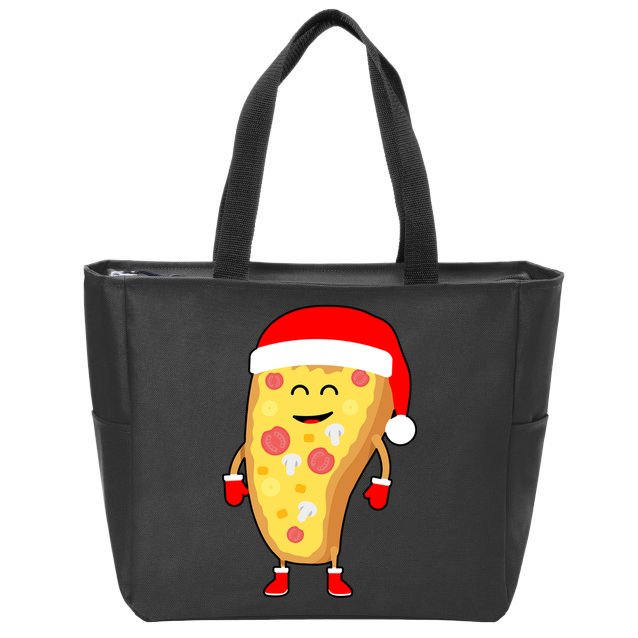 Cute Christmas Pizza Guy Zip Tote Bag