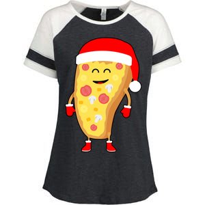 Cute Christmas Pizza Guy Enza Ladies Jersey Colorblock Tee