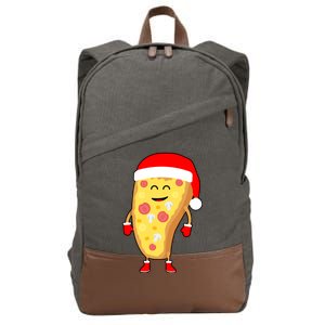 Cute Christmas Pizza Guy Cotton Canvas Backpack