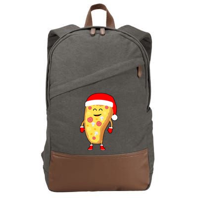 Cute Christmas Pizza Guy Cotton Canvas Backpack