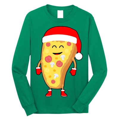 Cute Christmas Pizza Guy Long Sleeve Shirt