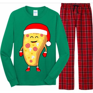 Cute Christmas Pizza Guy Long Sleeve Pajama Set