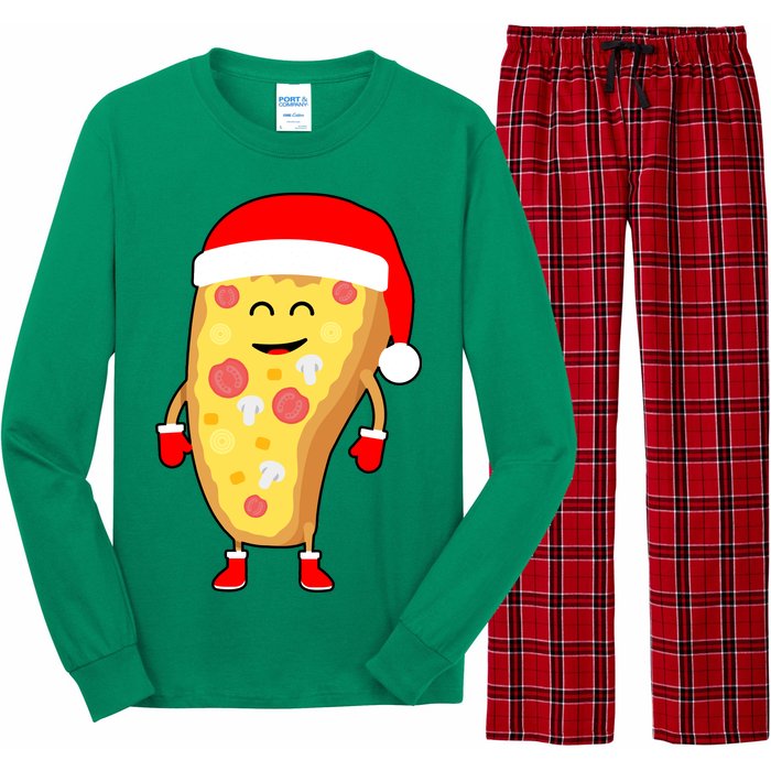 Cute Christmas Pizza Guy Long Sleeve Pajama Set