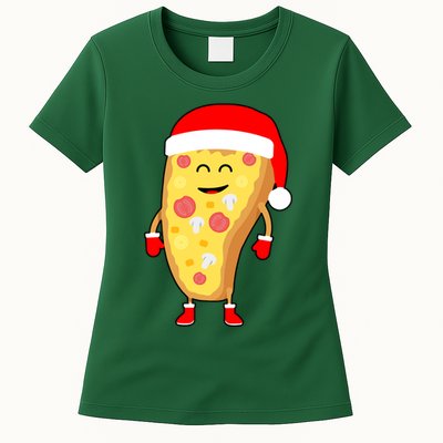 Cute Christmas Pizza Guy Womens T-Shirt