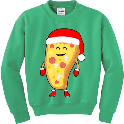 Cute Christmas Pizza Guy Kids Sweatshirt