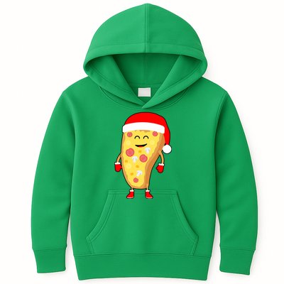 Cute Christmas Pizza Guy Kids Hoodie