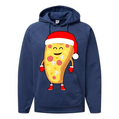 Cute Christmas Pizza Guy Performance Fleece Hoodie