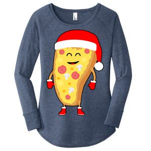 Cute Christmas Pizza Guy Women's Perfect Tri Tunic Long Sleeve Shirt