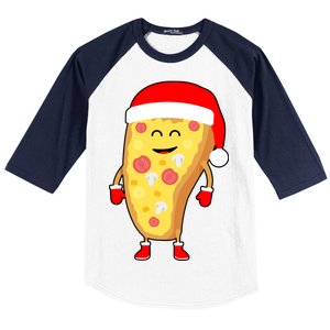 Cute Christmas Pizza Guy Baseball Sleeve Shirt