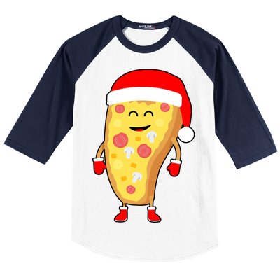 Cute Christmas Pizza Guy Baseball Sleeve Shirt