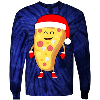 Cute Christmas Pizza Guy Tie-Dye Long Sleeve Shirt