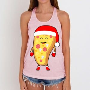 Cute Christmas Pizza Guy Women's Knotted Racerback Tank