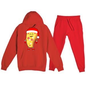 Cute Christmas Pizza Guy Premium Hooded Sweatsuit Set