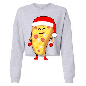 Cute Christmas Pizza Guy Cropped Pullover Crew