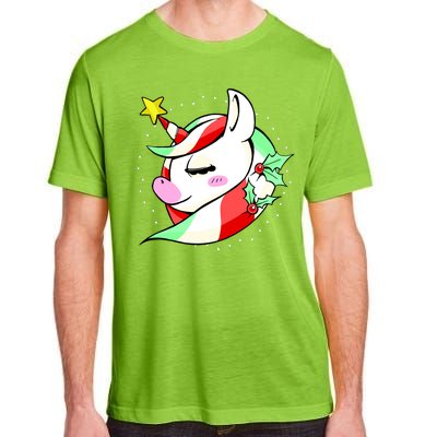 Cute Christmas Unicorn Star Mistletoe Adult ChromaSoft Performance T-Shirt