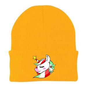 Cute Christmas Unicorn Star Mistletoe Knit Cap Winter Beanie