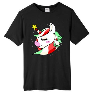 Cute Christmas Unicorn Star Mistletoe Tall Fusion ChromaSoft Performance T-Shirt