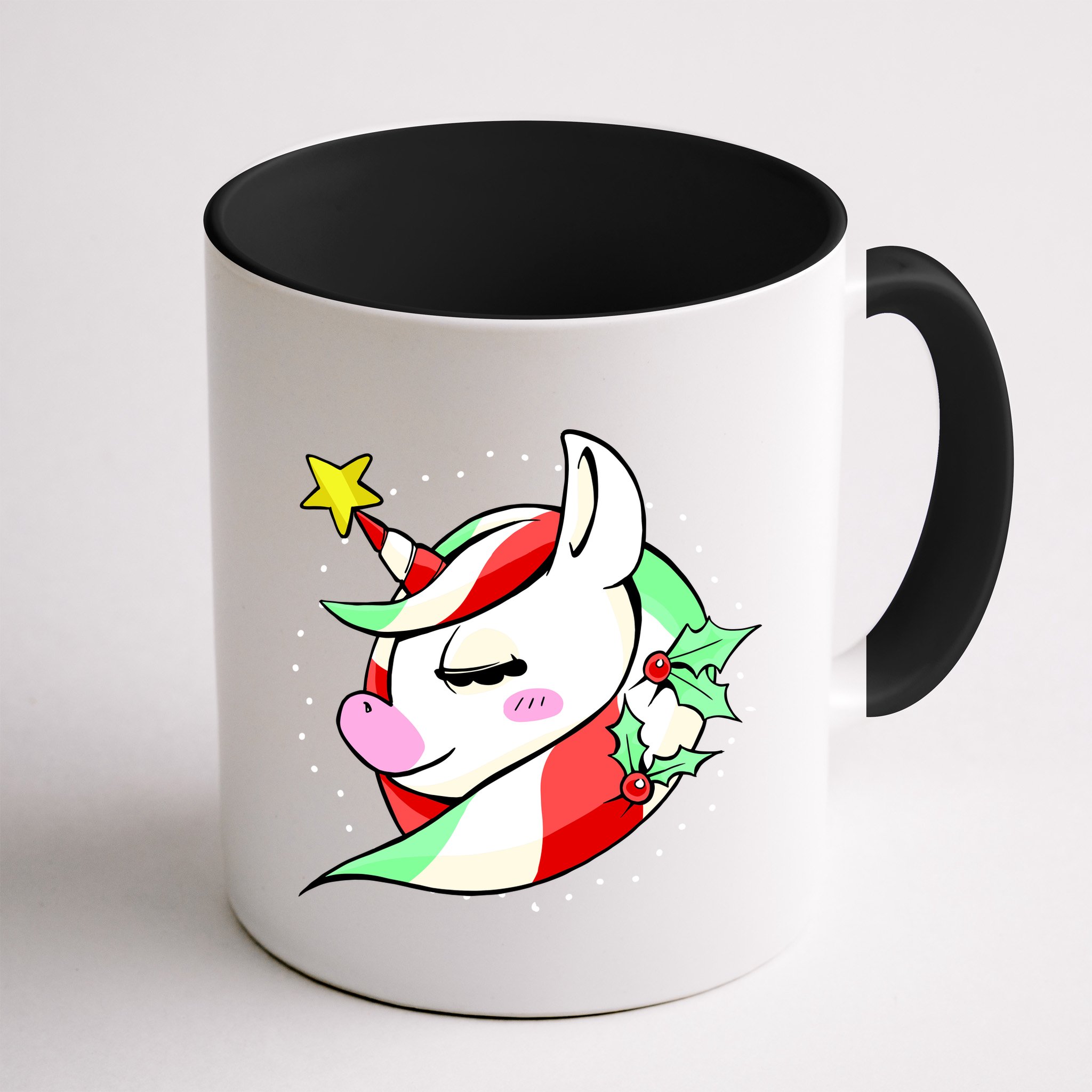 Cute Christmas Unicorn Star Mistletoe Mug
