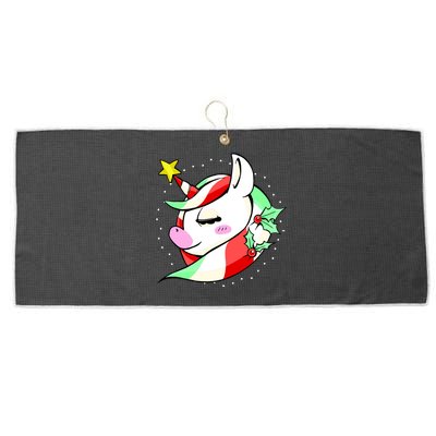 Cute Christmas Unicorn Star Mistletoe Large Microfiber Waffle Golf Towel