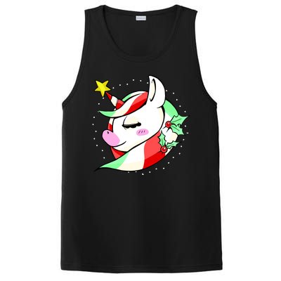 Cute Christmas Unicorn Star Mistletoe PosiCharge Competitor Tank