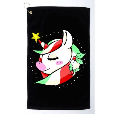 Cute Christmas Unicorn Star Mistletoe Golf Towel