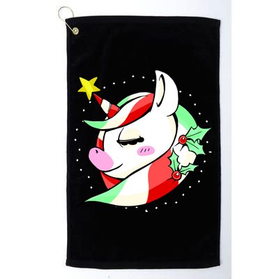 Cute Christmas Unicorn Star Mistletoe Platinum Collection Golf Towel