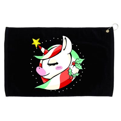 Cute Christmas Unicorn Star Mistletoe Grommeted Golf Towel