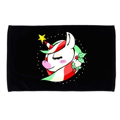 Cute Christmas Unicorn Star Mistletoe Microfiber Hand Towel