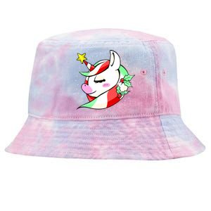 Cute Christmas Unicorn Star Mistletoe Tie-Dyed Bucket Hat