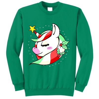 Cute Christmas Unicorn Star Mistletoe Sweatshirt