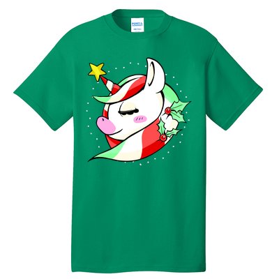 Cute Christmas Unicorn Star Mistletoe Tall T-Shirt