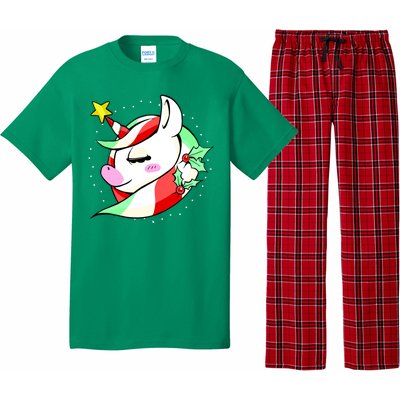 Cute Christmas Unicorn Star Mistletoe Pajama Set