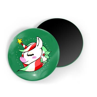 Cute Christmas Unicorn Star Mistletoe Magnet