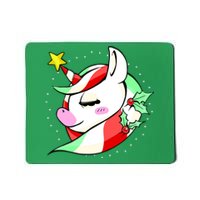 Cute Christmas Unicorn Star Mistletoe Mousepad